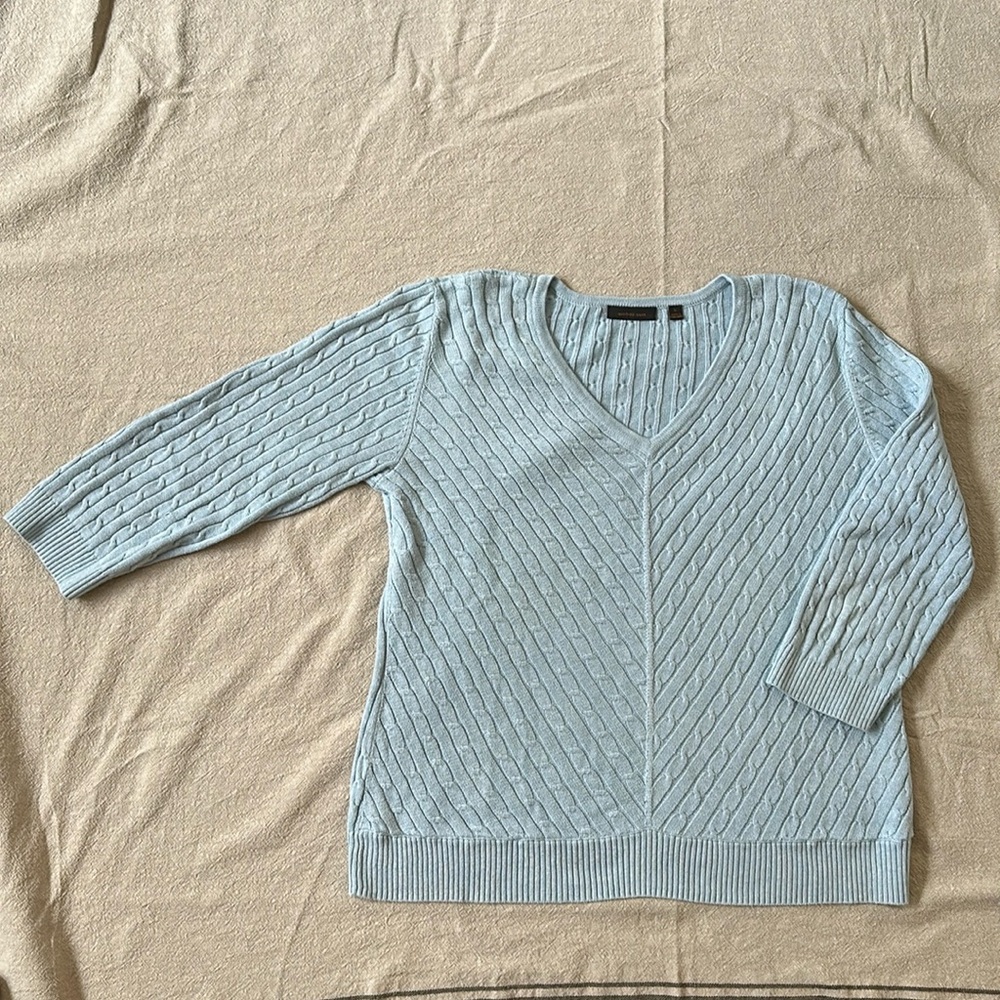 Amber Sun, cotton and silk, V-neck sweater, L